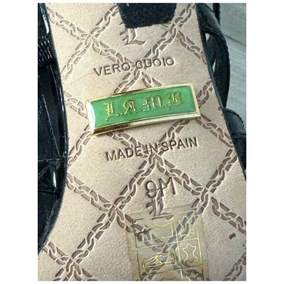 L.A.M.B. Goldy Sandal Heel in Black with Silver Strappy Stiletto Open Toe Size 9 - Picture 11 of 11